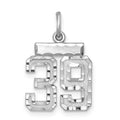 Sterling Silver Rhodium-plated Diamond-cut #39 Charm, 20 x 14 mm