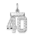 Sterling Silver Rhodium-plated Diamond-cut #40 Charm, 20 x 14 mm