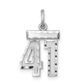 Sterling Silver Rhodium-plated Diamond-cut #41 Charm, 20 x 14 mm