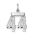 Sterling Silver Rhodium-plated Diamond-cut #44 Charm, 20 x 14 mm