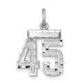 Sterling Silver Rhodium-plated Diamond-cut #45 Charm, 20 x 14 mm