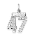 Sterling Silver Rhodium-plated Diamond-cut #47 Charm, 20 x 14 mm