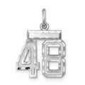 Sterling Silver Rhodium-plated Diamond-cut #48 Charm, 20 x 14 mm