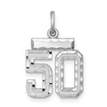 Sterling Silver Rhodium-plated Diamond-cut #50 Charm, 20 x 14 mm