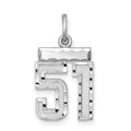 Sterling Silver Rhodium-plated Diamond-cut #51 Charm, 20 x 14 mm