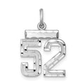 Sterling Silver Rhodium-plated Diamond-cut #52 Charm, 20 x 14 mm