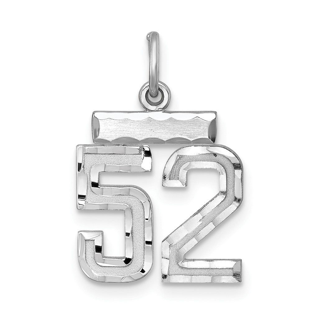 Sterling Silver Rhodium-plated Diamond-cut #52 Charm, 20 x 14 mm