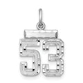 Sterling Silver Rhodium-plated Diamond-cut #53 Charm, 20 x 14 mm