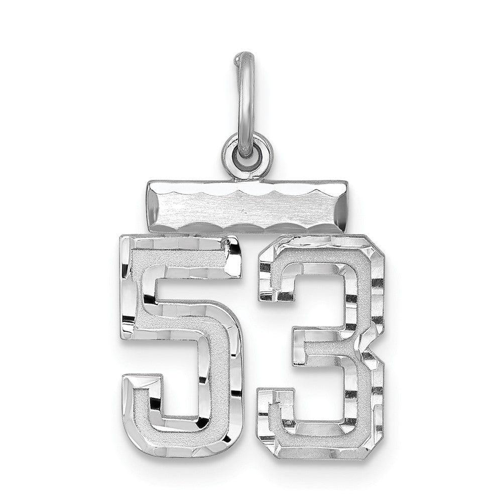 Sterling Silver Rhodium-plated Diamond-cut #53 Charm, 20 x 14 mm