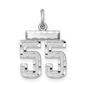 Sterling Silver Rhodium-plated Diamond-cut #55 Charm, 20 x 14 mm