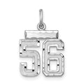 Sterling Silver Rhodium-plated Diamond-cut #56 Charm, 20 x 14 mm