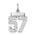 Sterling Silver Rhodium-plated Diamond-cut #57 Charm, 20 x 14 mm