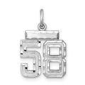 Sterling Silver Rhodium-plated Diamond-cut #58 Charm, 20 x 14 mm