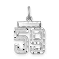 Sterling Silver Rhodium-plated Diamond-cut #59 Charm, 20 x 14 mm