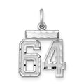 Sterling Silver Rhodium-plated Diamond-cut #64 Charm, 20 x 14 mm