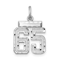 Sterling Silver Rhodium-plated Diamond-cut #65 Charm, 20 x 14 mm