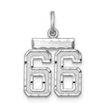 Sterling Silver Rhodium-plated Diamond-cut #66 Charm, 20 x 14 mm