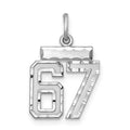Sterling Silver Rhodium-plated Diamond-cut #67 Charm, 20 x 14 mm