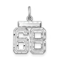 Sterling Silver Rhodium-plated Diamond-cut #68 Charm, 20 x 14 mm