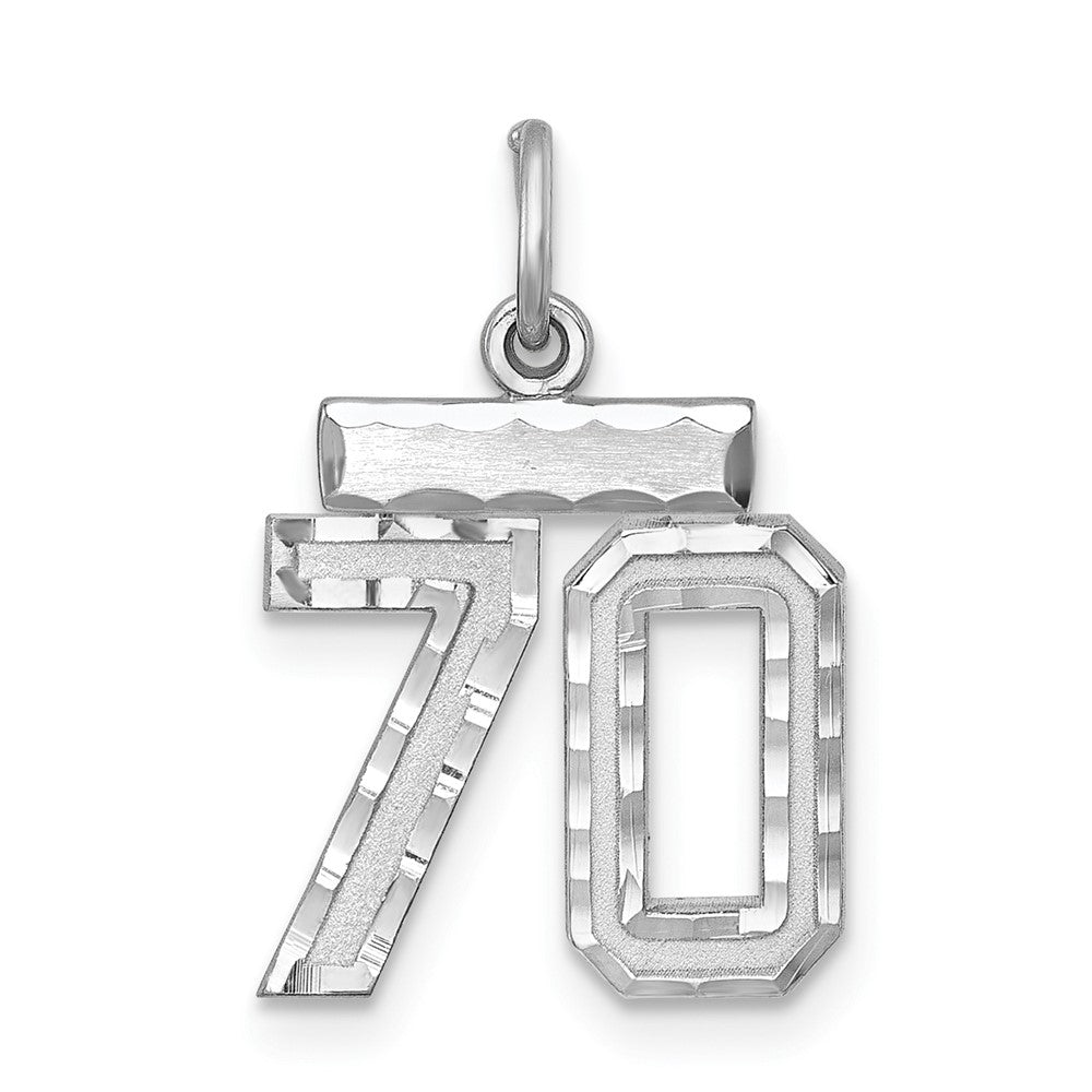 Sterling Silver Rhodium-plated Diamond-cut #70 Charm, 20 x 14 mm