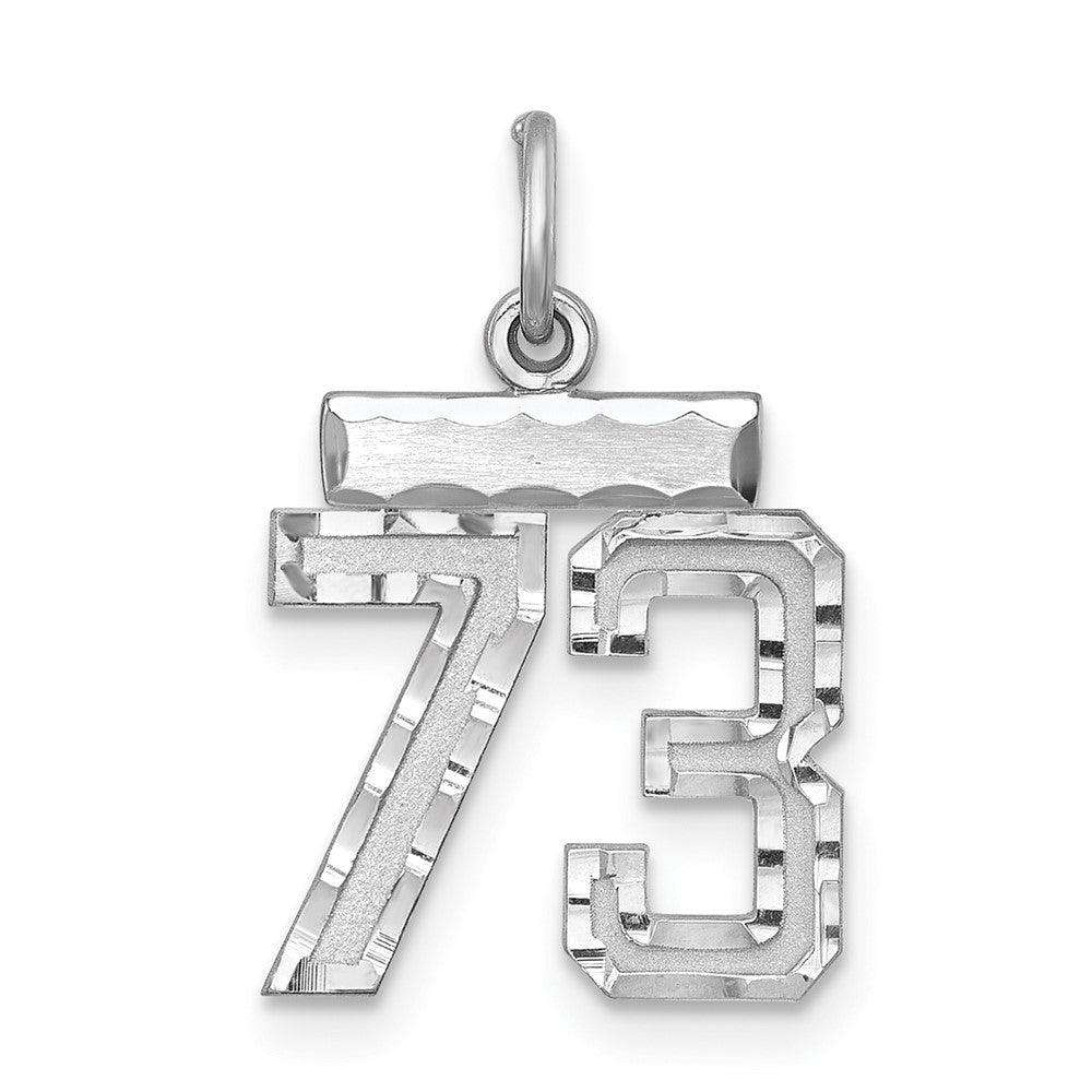 Sterling Silver Rhodium-plated Diamond-cut #73 Charm, 20 x 14 mm