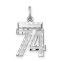 Sterling Silver Rhodium-plated Diamond-cut #74 Charm, 20 x 14 mm
