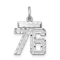 Sterling Silver Rhodium-plated Diamond-cut #76 Charm, 20 x 14 mm