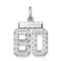 Sterling Silver Rhodium-plated Diamond-cut #80 Charm, 20 x 14 mm
