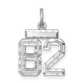Sterling Silver Rhodium-plated Diamond-cut #82 Charm, 20 x 14 mm