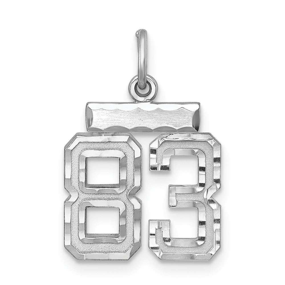 Sterling Silver Rhodium-plated Diamond-cut #83 Charm, 20 x 14 mm