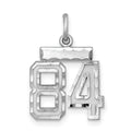 Sterling Silver Rhodium-plated Diamond-cut #84 Charm, 20 x 14 mm