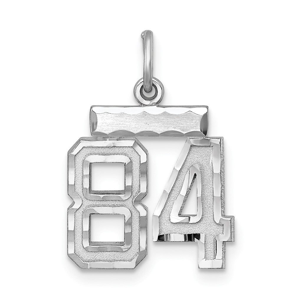 Sterling Silver Rhodium-plated Diamond-cut #84 Charm, 20 x 14 mm
