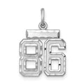 Sterling Silver Rhodium-plated Diamond-cut #86 Charm, 20 x 14 mm