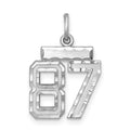 Sterling Silver Rhodium-plated Diamond-cut #87 Charm, 20 x 14 mm
