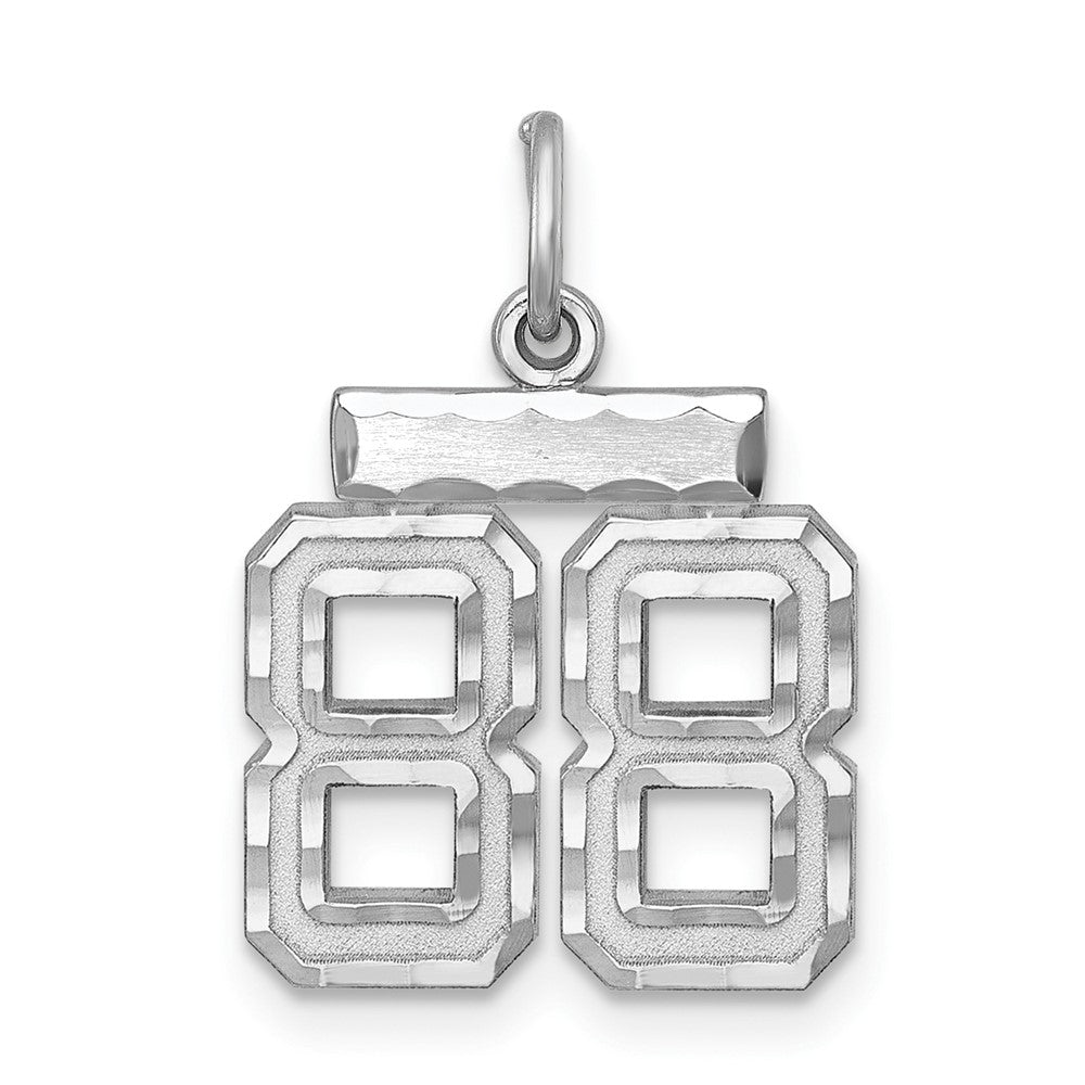 Sterling Silver Rhodium-plated Diamond-cut #88 Charm, 20 x 14 mm