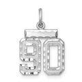 Sterling Silver Rhodium-plated Diamond-cut #90 Charm, 20 x 14 mm