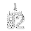 Sterling Silver Rhodium-plated Diamond-cut #92 Charm, 20 x 14 mm