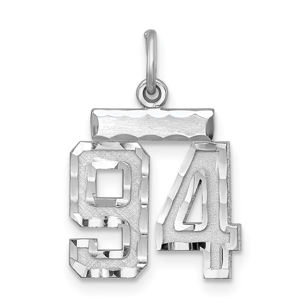 Sterling Silver Rhodium-plated Diamond-cut #94 Charm, 20 x 14 mm
