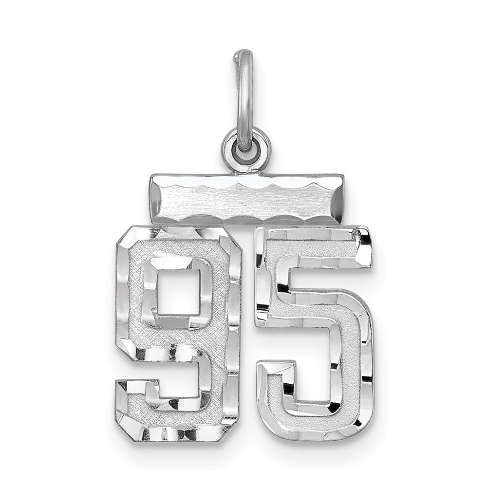 Sterling Silver Rhodium-plated Diamond-cut #95 Charm, 20 x 14 mm