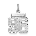 Sterling Silver Rhodium-plated Diamond-cut #96 Charm, 20 x 14 mm