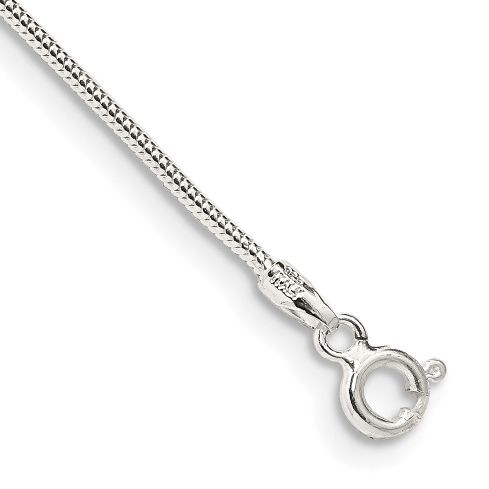 Sterling Silver 1.2mm Round Snake Chain Anklet, 9 x 1.2 mm