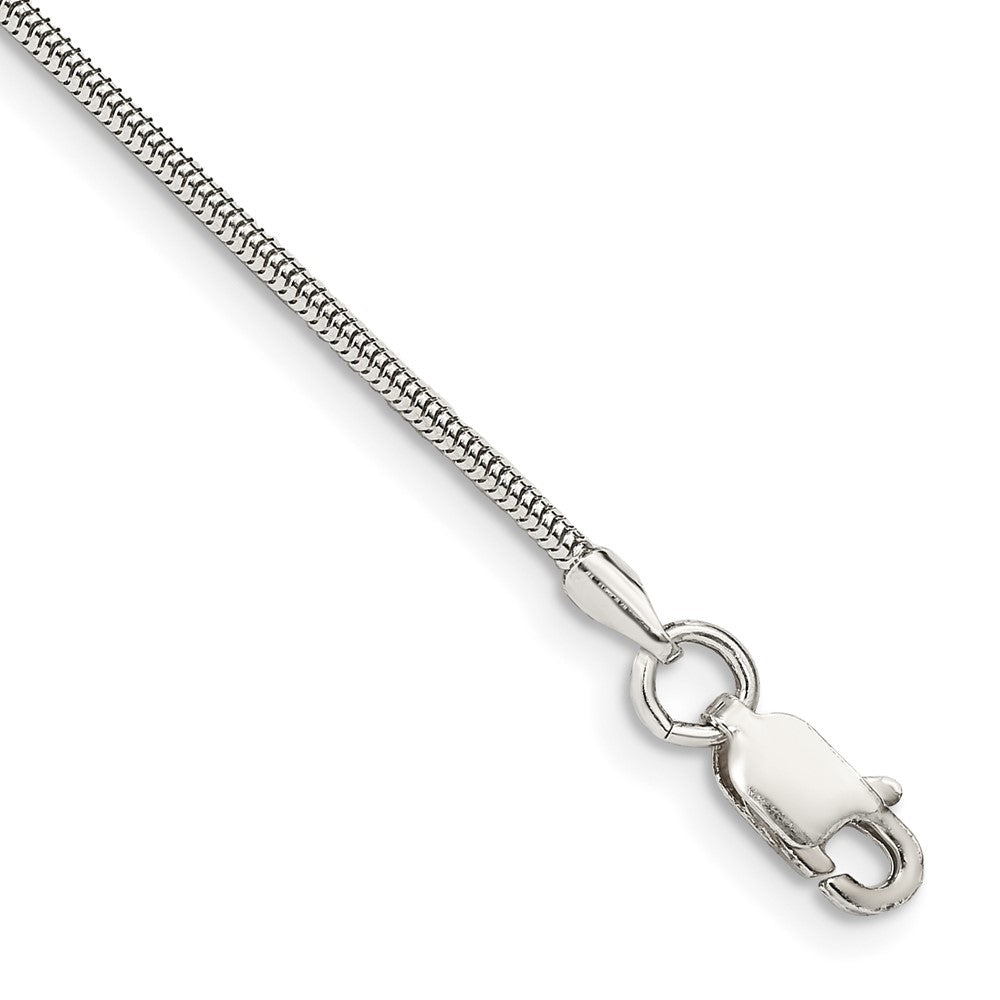 Sterling Silver 1.5mm Round Snake Chain Anklet, 9 x 1.5 mm