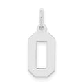 Sterling Silver/Rhodium-plated Polished Number 0 Charm, 20 x 4 mm