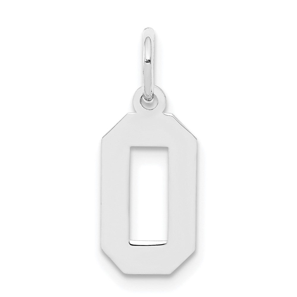 Sterling Silver/Rhodium-plated Polished Number 0 Charm, 20 x 4 mm