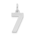 Sterling Silver/Rhodium-plated Polished Number 7 Charm, 20 x 4 mm