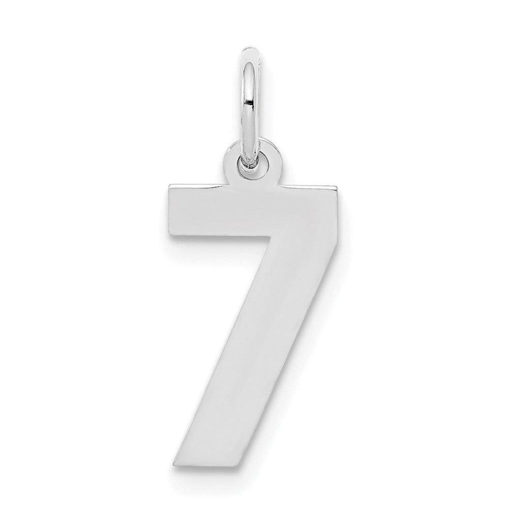 Sterling Silver/Rhodium-plated Polished Number 7 Charm, 20 x 4 mm