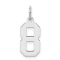 Sterling Silver/Rhodium-plated Polished Number 8 Charm, 20 x 4 mm