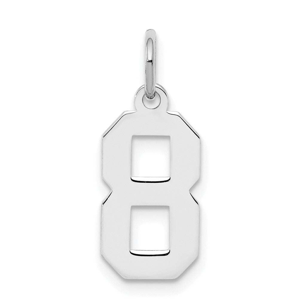 Sterling Silver/Rhodium-plated Polished Number 8 Charm, 20 x 4 mm