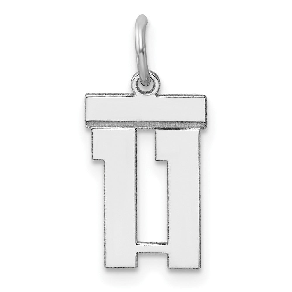 Sterling Silver/Rhodium-plated Polished Number 11 Charm, 20 x 8 mm
