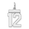Sterling Silver/Rhodium-plated Polished Number 12 Charm, 20 x 8 mm